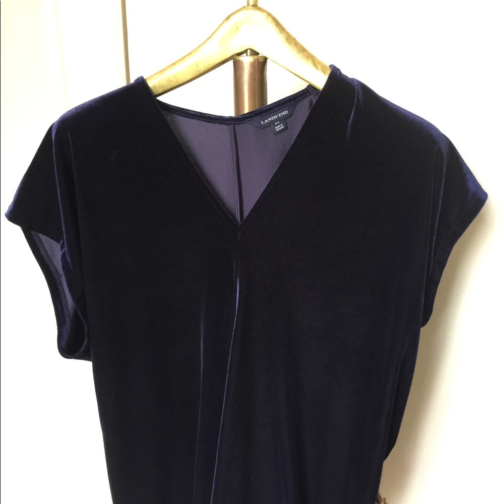 Lands End blue velvet top